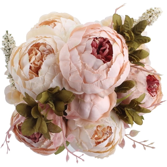 FORICOM Peonies Artificial Flowers Vintage Faux Peony Bouquet Fake Flower for Vase Silk Floral Arrangements for Table Centerpiece Wedding Decoration Indoor Home Decor