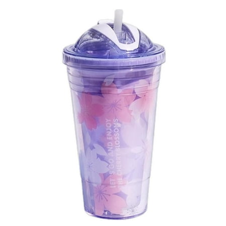 

Sakura Water Cup | Cherry Blossom Water Bottle With Straw For Running | 16 Oz Double Wall Water Bottle With Lid Leakproof Water Bottle For Fitness