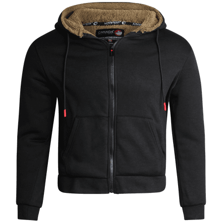 CANADA WEATHER GEAR Men's Hoodie - Sherpa Lined Fleece Full Zip Up Hoodie Sweatshirt for Men (M-XXL)