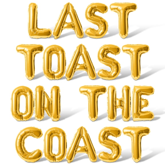 Letter Balloons - LAST TOAST ON THE COAST 16" Inch Alphabet Letters Foil Mylar Balloon Bachelorette Party Banner (Gold)