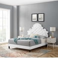 thumbnail image 1 of Modway Lit Plateforme Double en Velours de Performance Capitonné Gwyneth, Blanc, 1 of 11