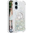 thumbnail image 6 of Liquid Quicksand Case for iPhone 16 Plus 6.7" with Diamond Kickstand, Soft TPU Luxury Fun Glitter Sparkle Flowing Clear Bling Cover Case for Apple iPhone 16 Plus. -Silver, 6 of 14
