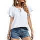 thumbnail image 1 of Blusas de manga corta con cuello en V estampadas con top de gasa informal para mujer con cordón para el verano, 1 of 6