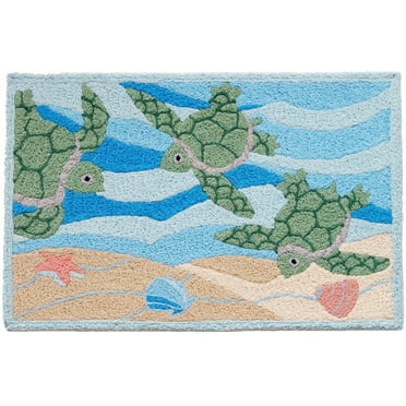 Turtles Swimming Jellybean Accent Washable Rug 20" x 30" JB-PB002