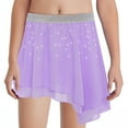 thumbnail image 4 of YUUMIN Toddler Girls Elastic Waistband Shiny Pleated Mini Skater Skirt Flared Ballet Dance Skirts 6-16 Years Light Purple 14, 4 of 6