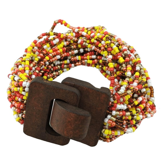 Bocar Wooden Beaded Bangle Bracelets for Women Boho Chunky Beaded Strand Bracelets Bohemian Summer Beach Bracelet Jewelry for Women(BR1167-orange-mix)