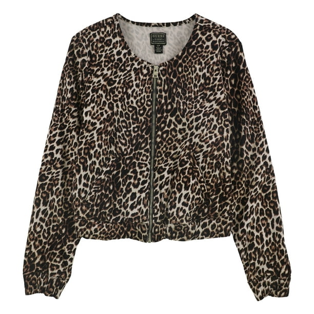 GUESS Womens Collarless Bomber Jacket Brown X Small