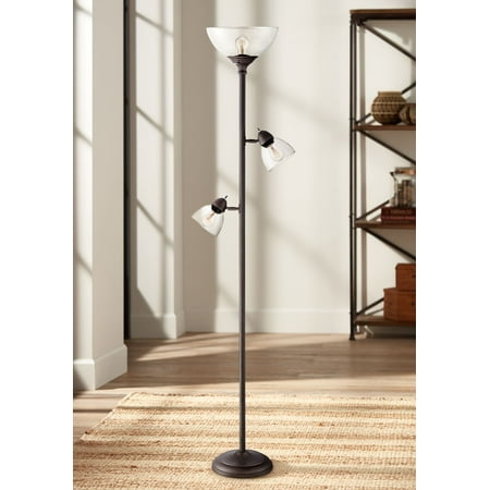 360 Lighting Modern Torchiere Floor Lamp 3 Light Tree Painted Bronze 360 Lighting Modern Torchiere Floor Lamp 3 Light Tree Painted Bronze Clear Gl Shade For Living Room Reading Bedroom Office