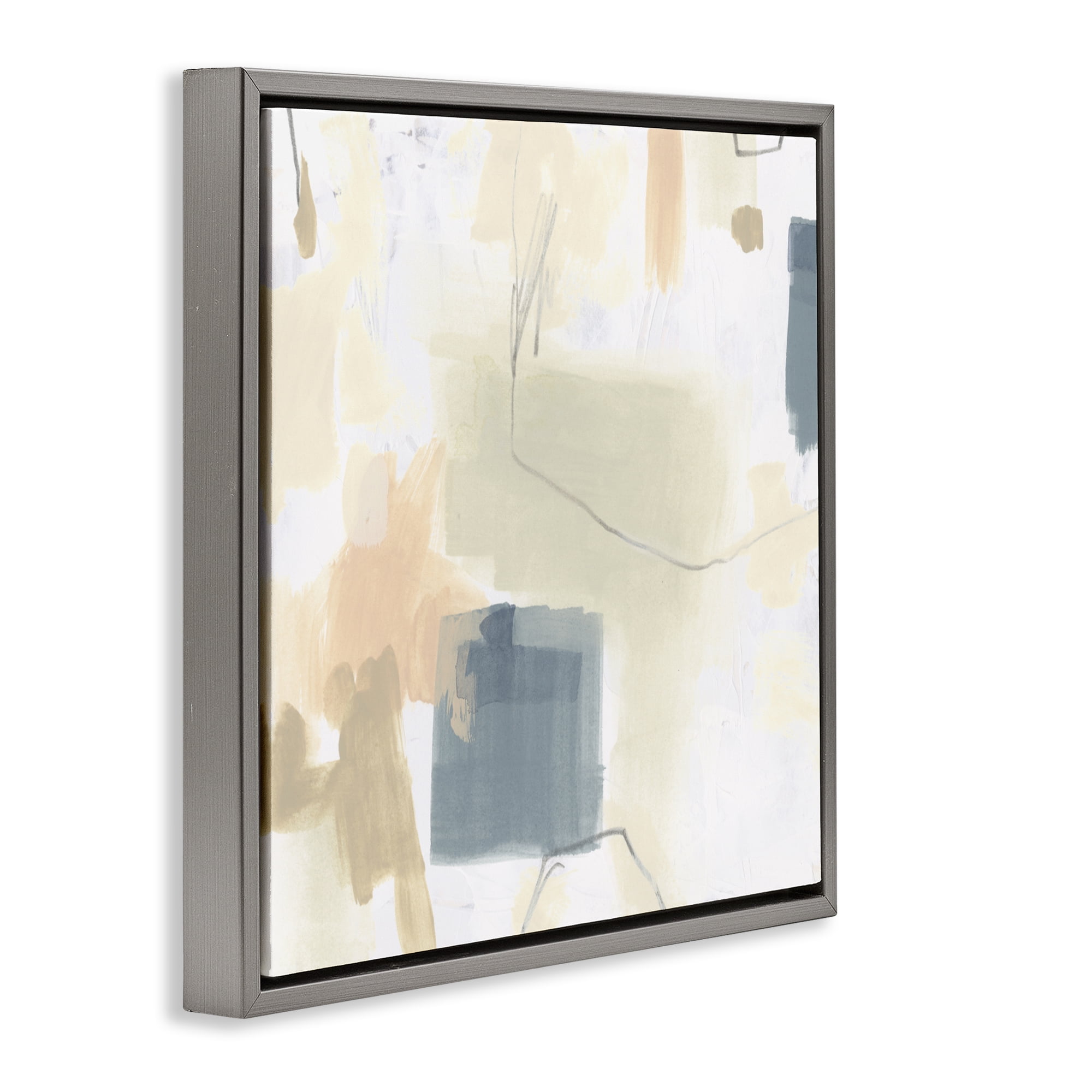Stupell Industries Minimal Plaster Line Gray Framed Floater Canvas Wall Art, design by June Erica Vess