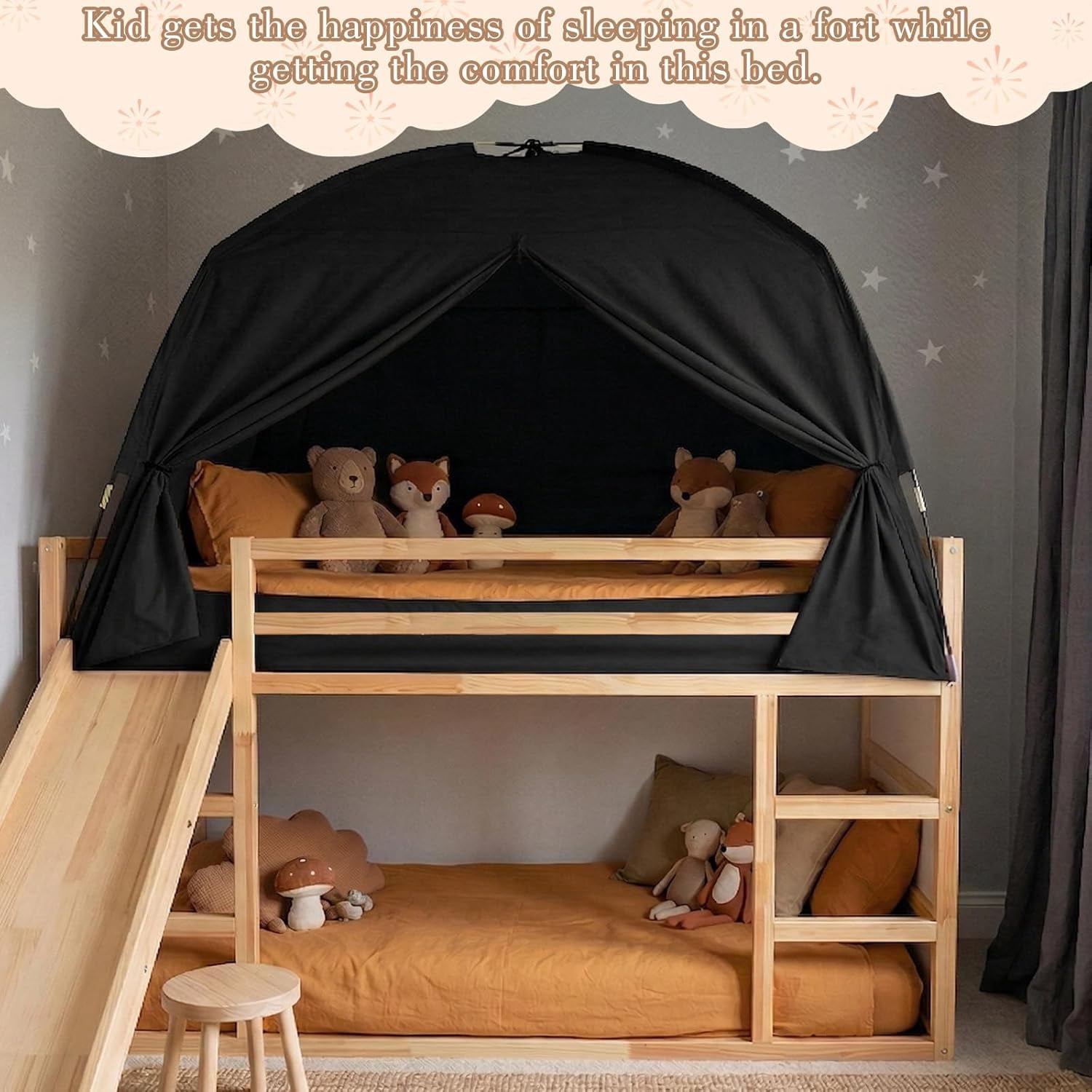 Bed Tents for Kids and Adult, Portable 100% Breathable and 93% Blackout Toddler Dream Play Tent, 3 Doors Big Privacy Space Sleeping Canopy for Floor or Twin Full Queen Sizes Bed