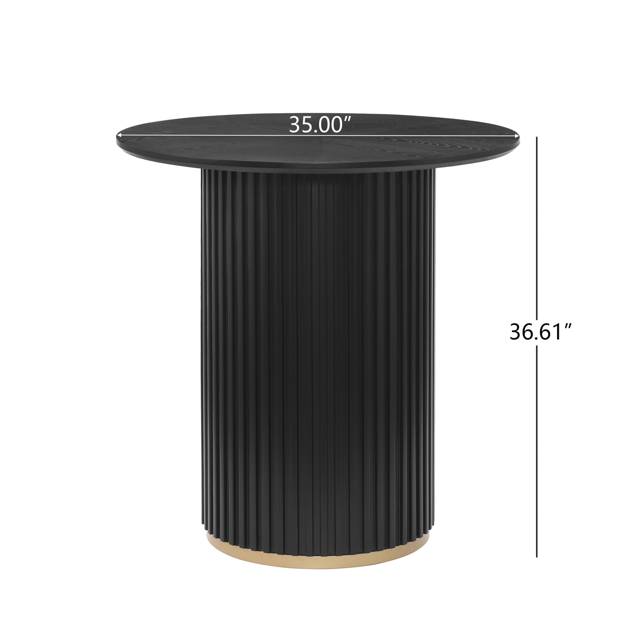 Christopher Knight Home 36.6"H Modern Round Counter Height Dining Table, Iron Fluted Base, Black