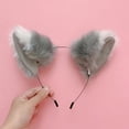 thumbnail image 5 of 3 piezas Diadema con orejas de gato para cosplay, diadema mullida para niña y mujer, bonita diadema con orejas de gato para fiesta, pelo largo, 5 of 5