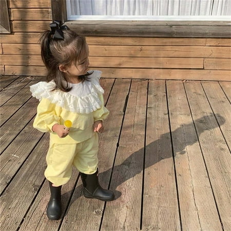 

FZM Christmas Baby Girls Winter Lace Cotton Long Sleeve T Shirt Tops Long Pants Clothes Set Outfits