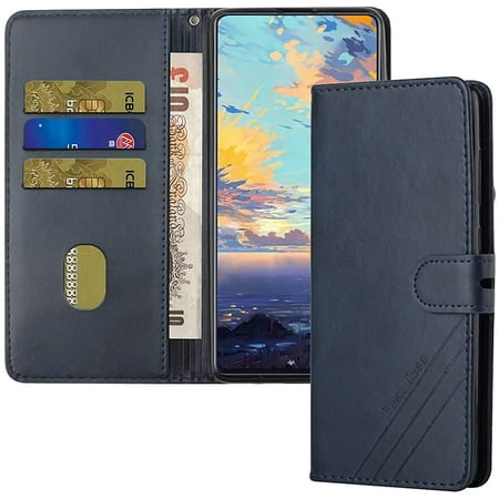 Samsung Galaxy S7 Case Cover Retro Luxury Premium PU Leather Shockproof Wallet Flip Magnetic Protective Cover with Credit Card Slot for Samsung Galaxy S7 Blue HX.