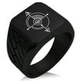 thumbnail image 1 of Stainless Steel Sacred Geometric Compass Geometric Pattern Biker Style Polished Ring, 1 of 1