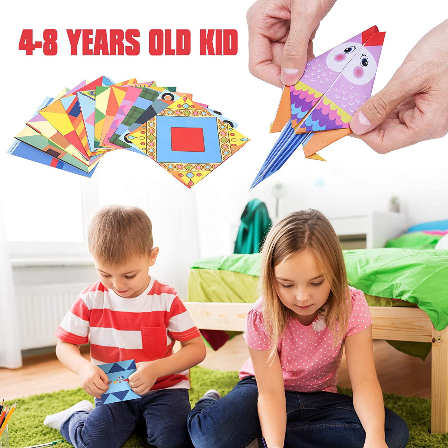 Origami Paper For Kids,-152 Sheets - 5.5x5.5 Inches- Origami Kit with  Instructional Origami Book and 72 Patterns Origami Papers