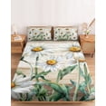 thumbnail image 2 of Twin Sze Fitted Sheet Set - White Daisy 2 Piece Bedding Sets 16" Deep Pocket Fitted Sheet with 1 Pillowcase, Vintage Botanical Spring Floral Summer Brushed Microfiber Hotel Luxury Bed Sheets, 2 of 9