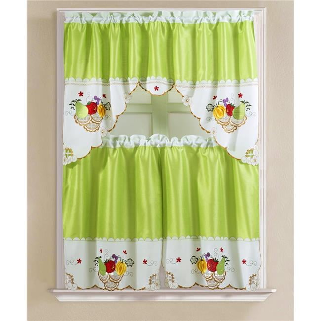Rt Designers Collection Kcvf06780 Vintage Fruits Faux Silk Tier Swag Kitchen Curtain Set In Royal Blue Walmart Canada