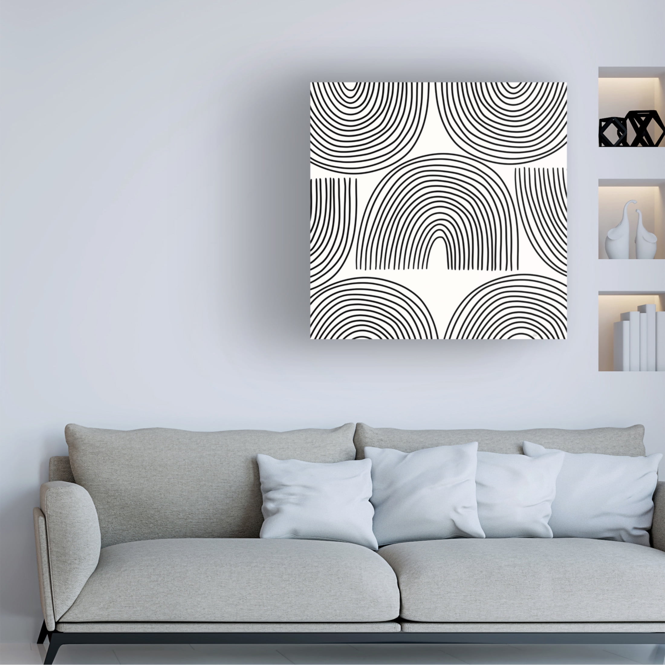 Canvas Wall Art - Line and Brush 'Rainbow Lines Rainbow' Wall Art for Living Room, Bedroom, or Office Décor by Trademark Fine Art - 24 x 24 Inches