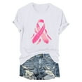 thumbnail image 4 of CLOISE Breast Cancer Shirts for Women Short Sleeve Round Neck T Shirts Ribbon Pink Breast Cancer Awareness Blouses Trendy Comfortable Tops Cancer Fight Fall Clothes White M, 4 of 4
