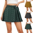 thumbnail image 6 of oqasdz Womens Short Skirt High Waist Polka Dot Prints Fashion Lace Up Chiffon Satin Wrap Pleated A Line Flowy Skirt Casual Formal Outwear, 6 of 7