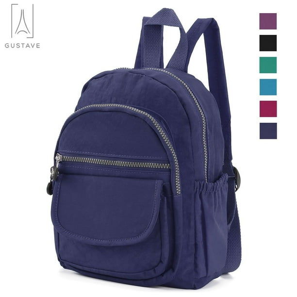 Gustave Mini Nylon Backpack Purse for Women Lightweight Anti theft Travel Backpack Daypack Casual Shoulder Handbag Girls Bookbag Navy