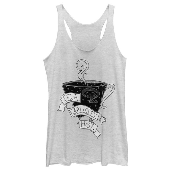 Women's Star Trek: The Next Generation Captain Picard Cup Of Tea Earl Grey HOT  Racerback Tank Top White Heather Large