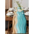 thumbnail image 4 of nqOlkjepod Turquoise Beach Table Runner 90 Inches Long Farmhouse Dress Scarves, Abstract Ripple Gradient Ocean Sand Dining Tablerunner for Coffee Table/Kitchen Island/Party Décor, 13" x 90", 4 of 8
