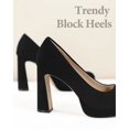 thumbnail image 3 of Ankis Platform Heels Women’s Pumps Black White Nude Closed Toe Chunky Heel Shoes, 3 of 7