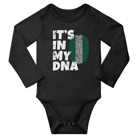 

It s In My Nigerian DNA Baby Long Sleeve Romper Bodysuit (Black 24 Months)