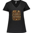 thumbnail image 3 of Inktastic Cozy Autumn Vibes Bonfires Flannels Pumpkins Hayrides Women's Plus Size V-Neck T-Shirt, 3 of 5