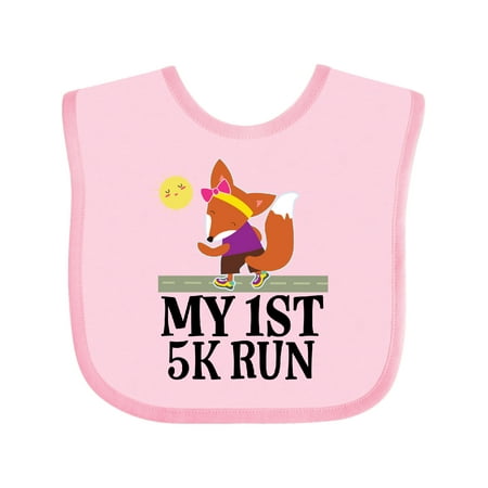 

Inktastic 5K Run First Race Fitness Running Girls Baby Bib
