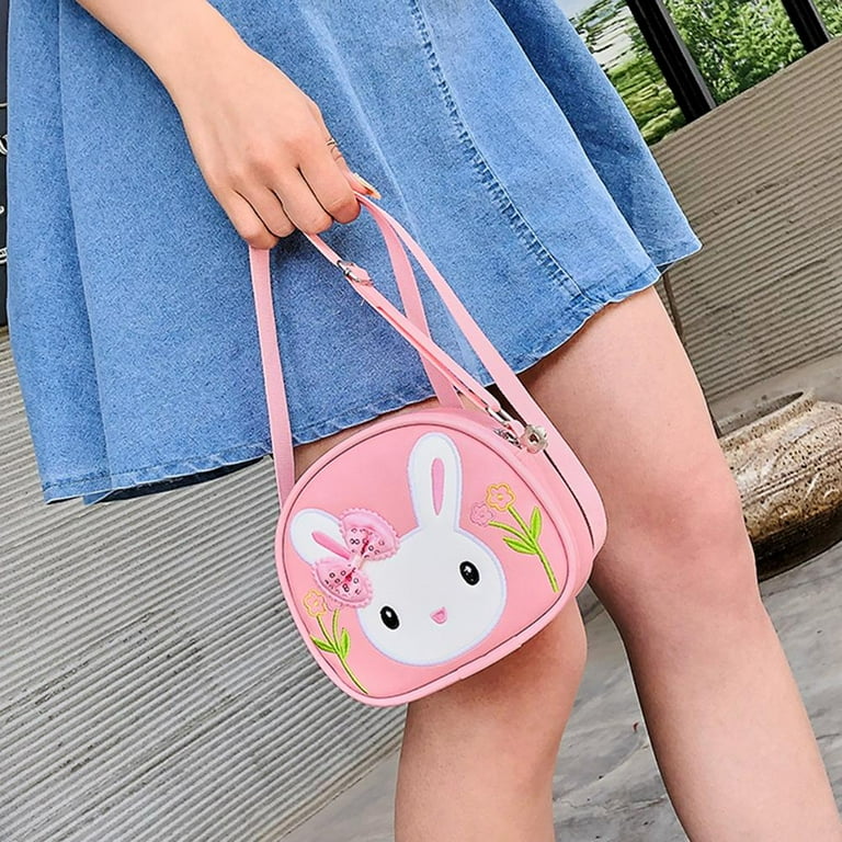 Kids Purse Pink Mini Bag Rabbit Shoulder Handbags Animals