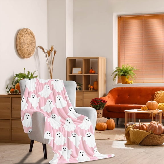 Under $1! PEONAVET Halloween Ghost Blanket Soft Cozy Fluffy Throw Blanket Lightweight Velvet Bed Blanket for Couch Sofa
