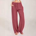 thumbnail image 3 of Offre Flash! Pantalon Décontracté en Coton et Lin pour Femmes Printemps Été Automne Grande Taille en Solde Rouge1 TTTG, 3 of 8