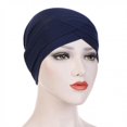 thumbnail image 3 of Women Solid India Hat Muslim Ruffle Cancer Chemo Beanie Turban Wrap Scarf Cap, 3 of 9