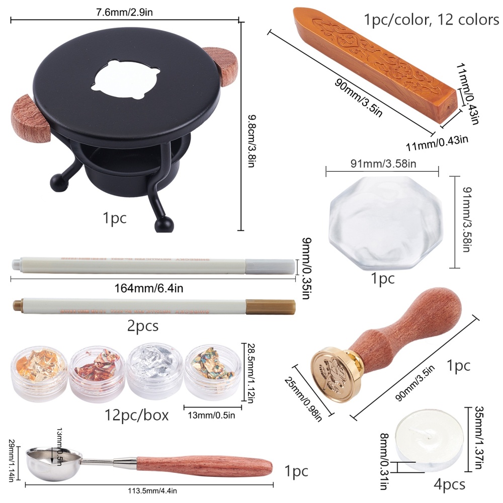 DIY Scrapbook Kits with Wood Alloy Wax Furnace Sealing Wax Sticks without Wicks Candle Metallic Marker Pens UV Gel Nail Art Tinfoil Marble Pattern Porcelain Cup Coasters Mixed color 9.8x7.6x6cm