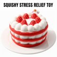 thumbnail image 2 of Mini Strawberry Cake Squishy Toy with Slow Rising Pu Foam, Red and White, for Relaxation, Toy, 2 of 3