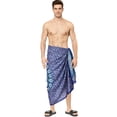 thumbnail image 3 of LA LEELA Men's Swim Bath Trunk Swimsuit Regular Surfing Swimwear Sarong Long Pareo Beach Wrap One Size Mandala, Blue Summer Vacation Aloha, 3 of 5