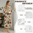 thumbnail image 6 of Tutolipy Christmas Nightgowns for Women Red Floral Printed Sleepwear V Neck Loungewear Long Sleeve House Dress for Fall Winter, 4XL, 6 of 7