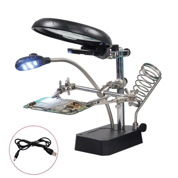 yotijay Adjustable Magnifier Lamp Workshop Eye-Caring with 5 LED Lighting Crafts Beading