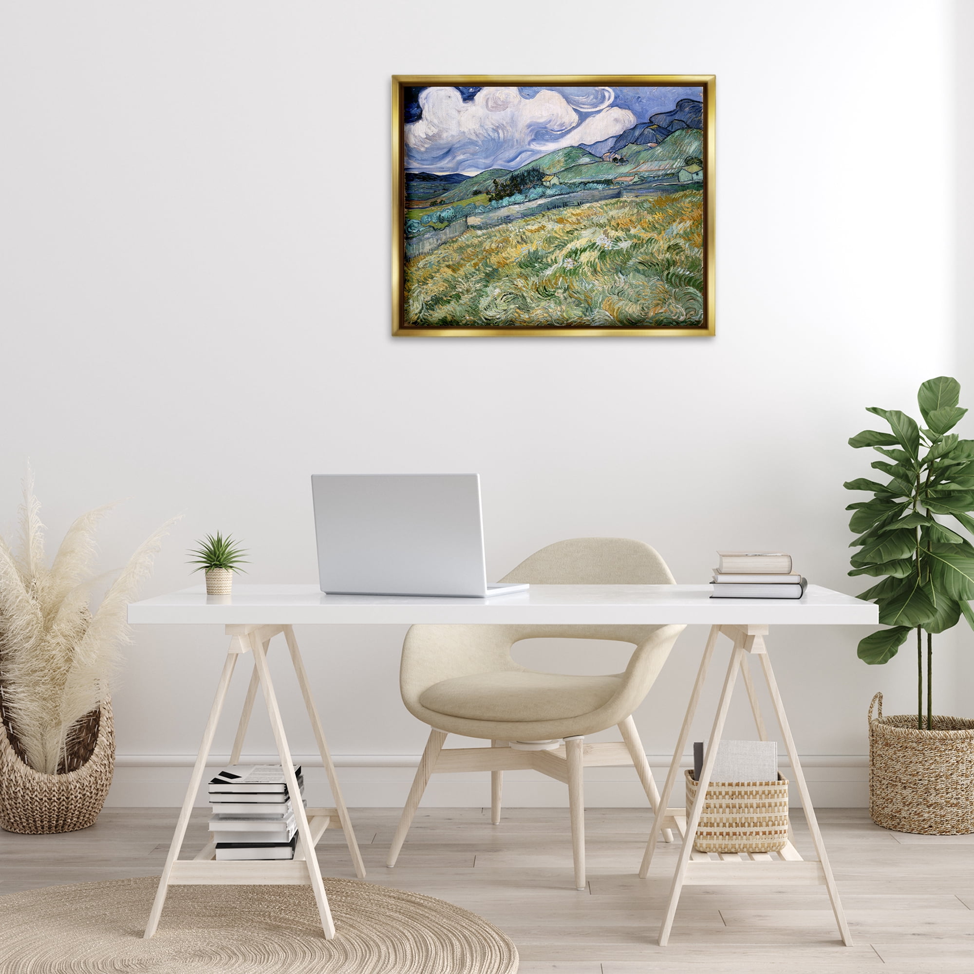 Stupell Industries Classic Landscape From Saint Remy Landscape & Nature Painting Gold Floater Framed Canvas Art Print Wall Art, 31 x 25