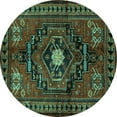 thumbnail image 1 of Ahgly Company Machine Washable Indoor Round Persian Turquoise Blue Traditional Area Rugs, 4' Round, 1 of 4