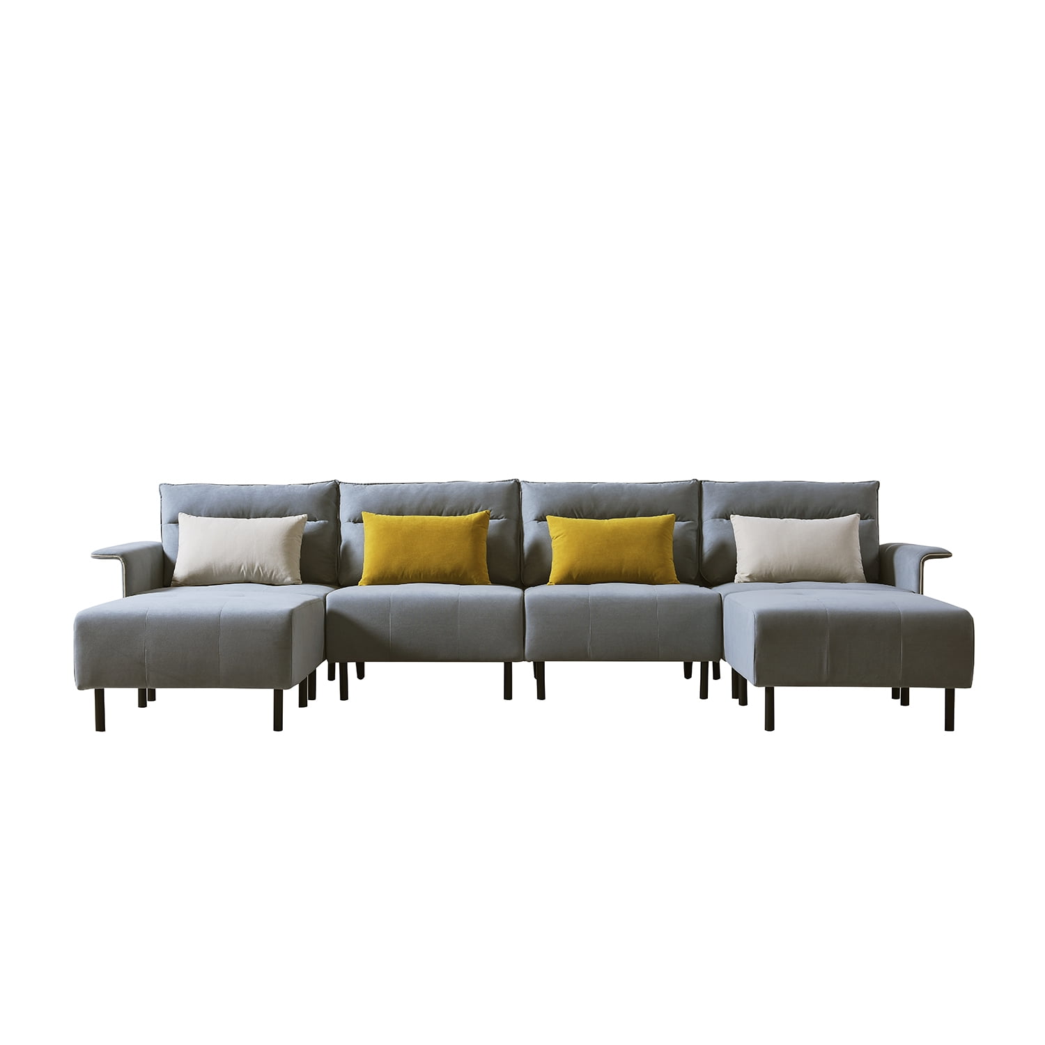 Resenkos Modern Sofa for Living Room Large Velvet Fabric U-Shape Sofa Set for Living Room, Couch for Bedroom Double Extra Wide Chaise Lounge Couch, Blue Resenkos Modern Sofa for Living Room Large Velvet Fabric U-Shape Sofa Set for Living Room, Couch for Bedroom Double Extra Wide Chaise Lounge Couch, Blue
