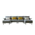 thumbnail image 4 of Canddidliike Modern Sofa for Living Room Large Velvet Fabric U-Shape Sofa Set for Living Room, Couch for Bedroom Double Extra Wide Chaise Lounge Couch, Blue, 4 of 20