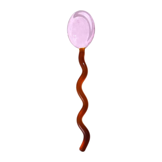 PRETXORVE Colorful Transparent Glass Coffee and Dessert Spoons Arched Wave Handles High-Profile Flatware