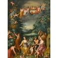 thumbnail image 2 of Workshop Of Jan Brueghel The Younger 19x24 Gold Ornate Framed and Double Matted Museum Art Print Titled - Homage to the Goddess Flora with a Feast of the Gods, 2 of 4