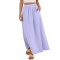 thumbnail image 2 of Roncen Boho Long Eyelet Skirts for Women Summer Casual Elastic High Waisted Flowy Beach Vacation Maxi Skirt with Pockets, 2 of 8