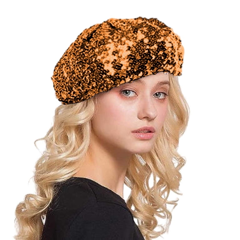Hauaitttt Women Fashion Sparkling Sequins Beret Colorful Cap  display picture 3
