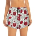 thumbnail image 2 of Fotbe Leaves And Anemone Flowers In Red Grey Womens High Waist Running Shorts Athletic Workout Quick Dry Shorts for Women with Pockets Gym Yoga Summer Shorts-Large, 2 of 9